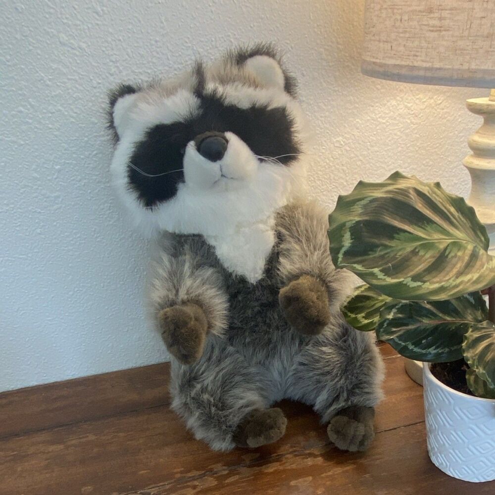 La-Z-Boy Raccoon Plush Stuffed Animal with Battery Pack Gray Black White WORKING